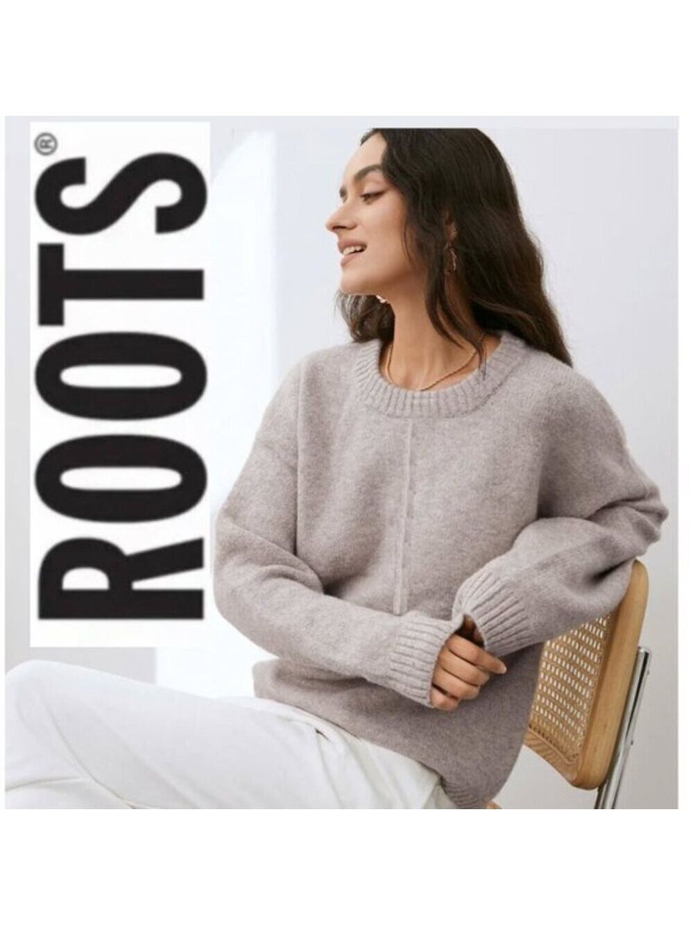 Roots Wool Sweater Oversized Jumper preppy Quiet Luxury